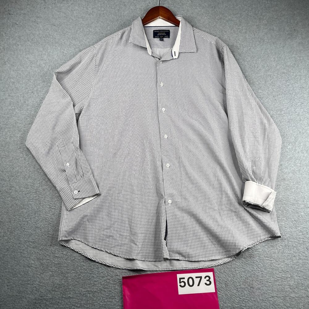 Report Collection Performance Shirt White Check Button Up Long Sleeve Mens 2XL